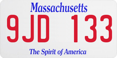 MA license plate 9JD133
