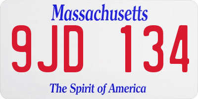 MA license plate 9JD134