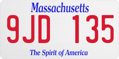 MA license plate 9JD135