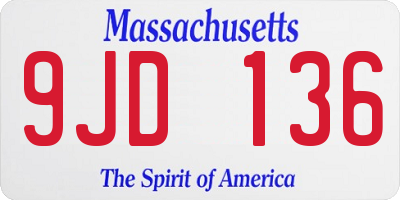 MA license plate 9JD136