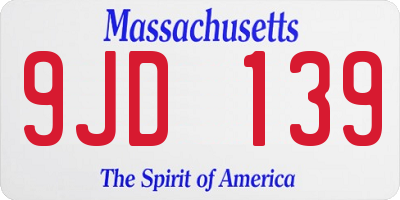 MA license plate 9JD139