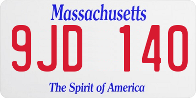 MA license plate 9JD140