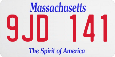 MA license plate 9JD141