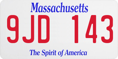 MA license plate 9JD143