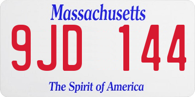 MA license plate 9JD144