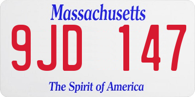 MA license plate 9JD147
