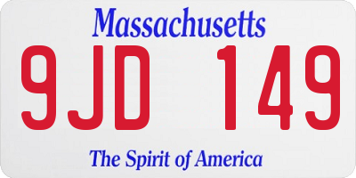 MA license plate 9JD149
