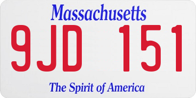 MA license plate 9JD151