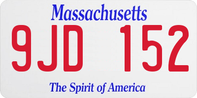 MA license plate 9JD152
