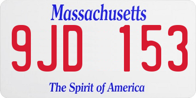 MA license plate 9JD153