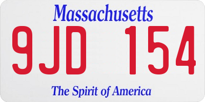 MA license plate 9JD154