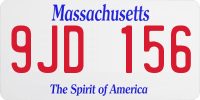 MA license plate 9JD156