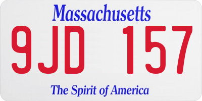 MA license plate 9JD157