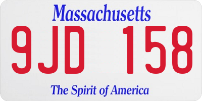 MA license plate 9JD158