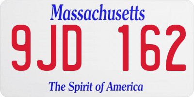 MA license plate 9JD162