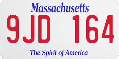 MA license plate 9JD164