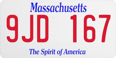 MA license plate 9JD167