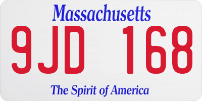 MA license plate 9JD168
