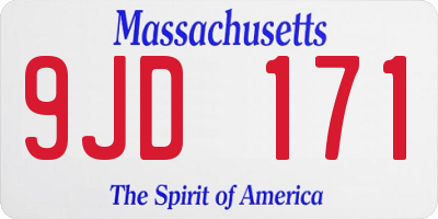 MA license plate 9JD171