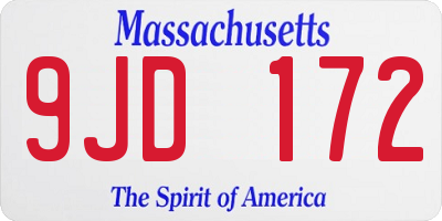 MA license plate 9JD172