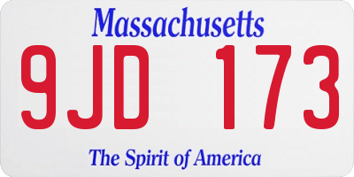 MA license plate 9JD173