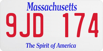 MA license plate 9JD174