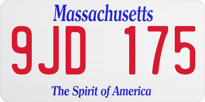 MA license plate 9JD175