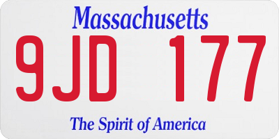 MA license plate 9JD177