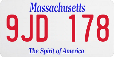 MA license plate 9JD178