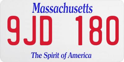 MA license plate 9JD180