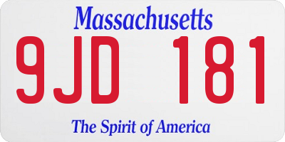 MA license plate 9JD181