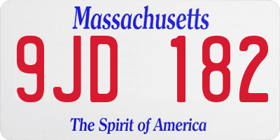MA license plate 9JD182