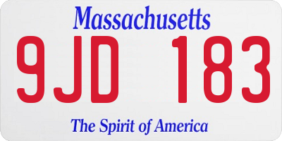 MA license plate 9JD183