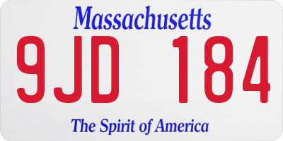 MA license plate 9JD184