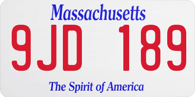 MA license plate 9JD189