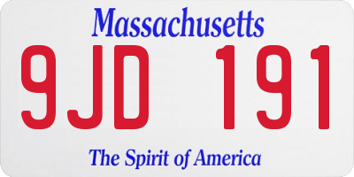 MA license plate 9JD191