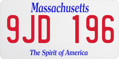 MA license plate 9JD196