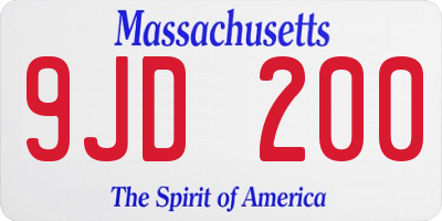 MA license plate 9JD200