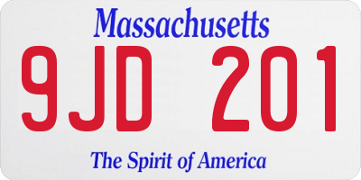 MA license plate 9JD201