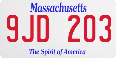 MA license plate 9JD203