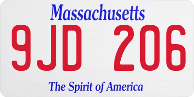 MA license plate 9JD206