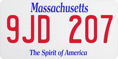 MA license plate 9JD207