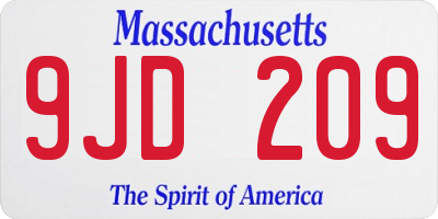 MA license plate 9JD209