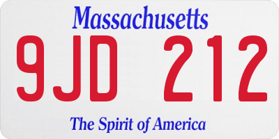 MA license plate 9JD212