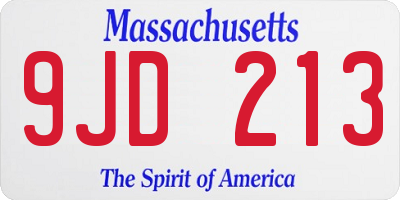 MA license plate 9JD213