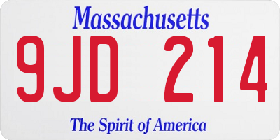 MA license plate 9JD214