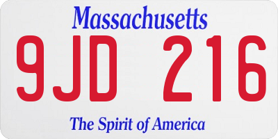 MA license plate 9JD216