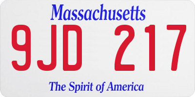 MA license plate 9JD217