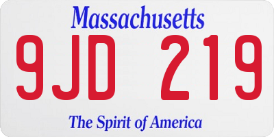 MA license plate 9JD219