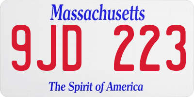 MA license plate 9JD223